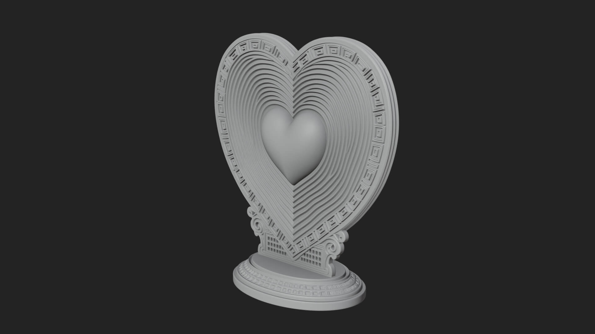 Ornate Framed Heart Plaque Design 181 3D Print Model 3D Model