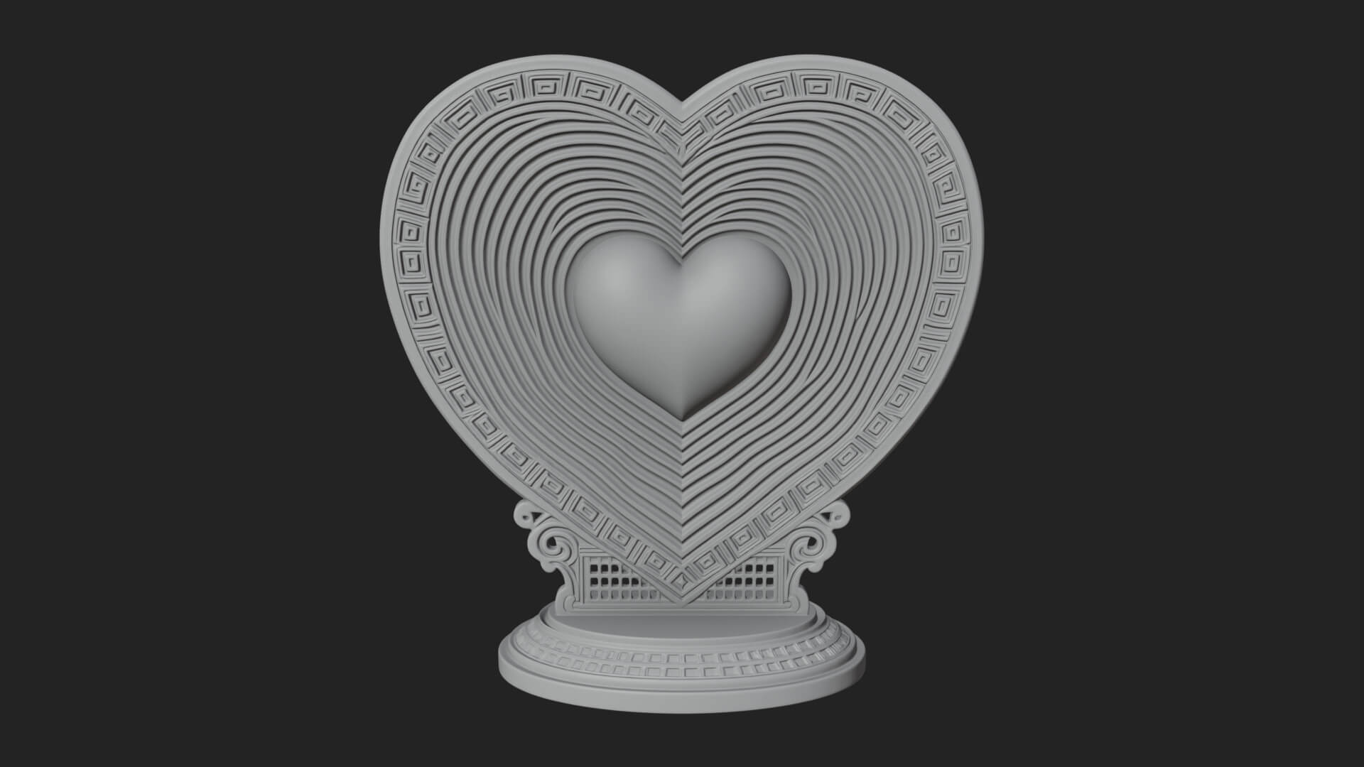 Ornate Framed Heart Plaque Design 181 3D Print Model 3D Model