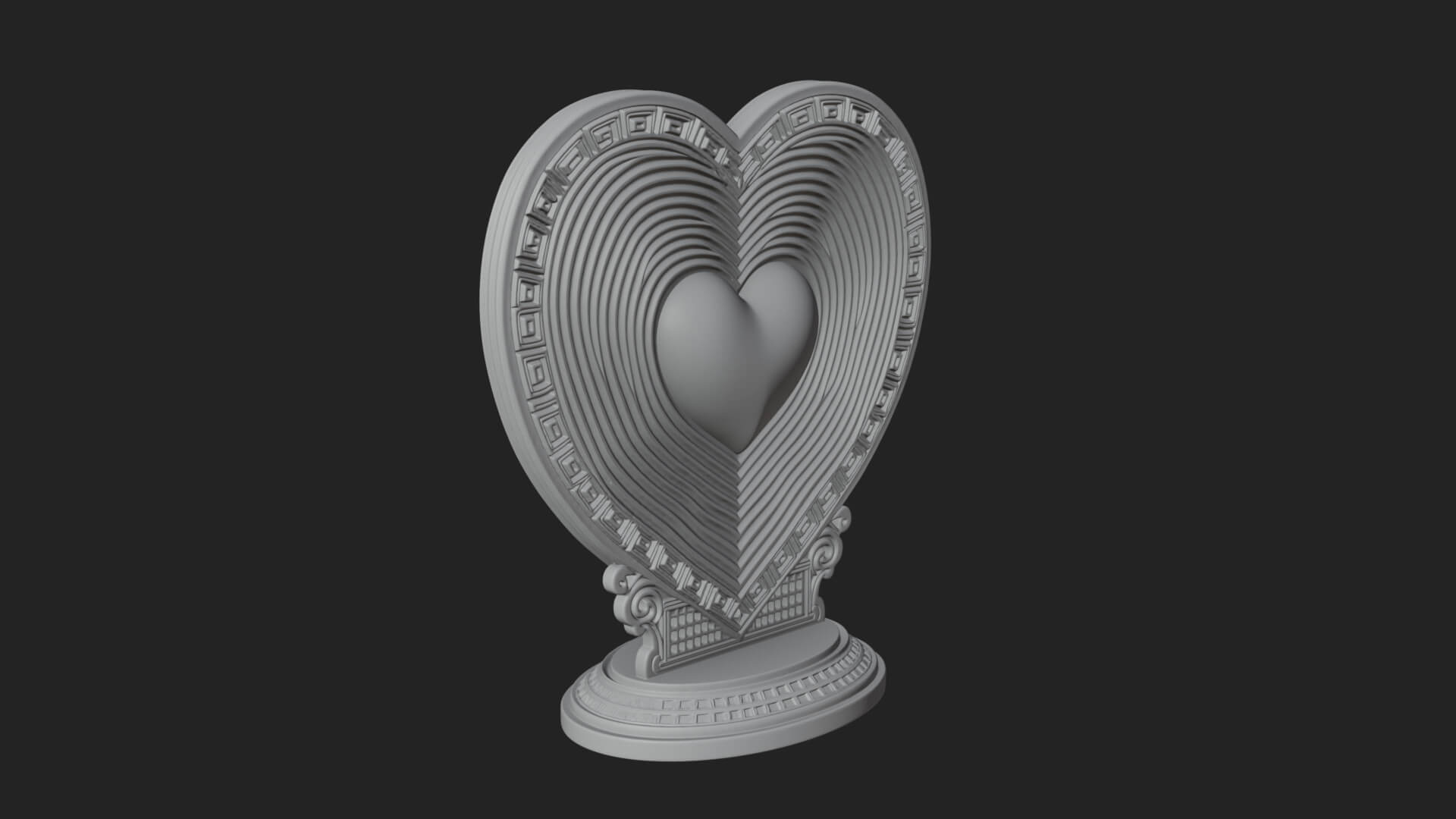 Ornate Framed Heart Plaque Design 181 3D Print Model 3D Model