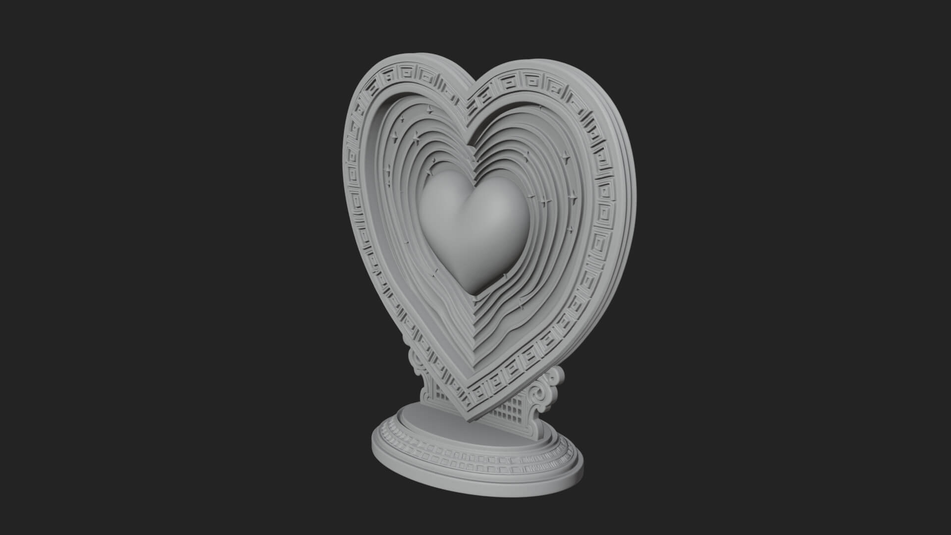 Ornate Framed Heart Plaque Design 181 3D Print Model 3D Model