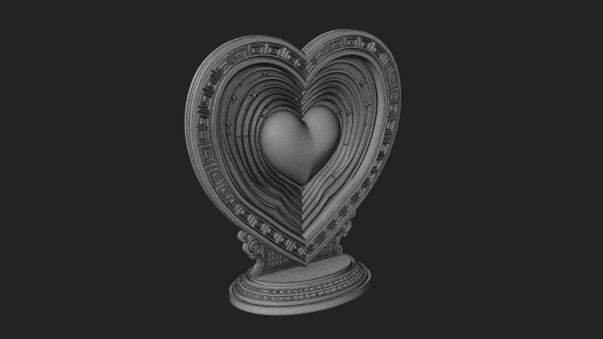 Ornate Framed Heart Plaque Design 181 3D Print Model 3D Model