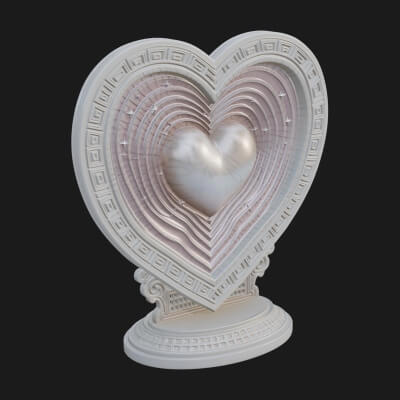 Ornate Framed Heart Plaque Design 181 3D Print Model