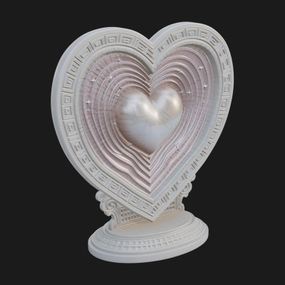 Ornate Framed Heart Plaque Design 181 3D Print Model