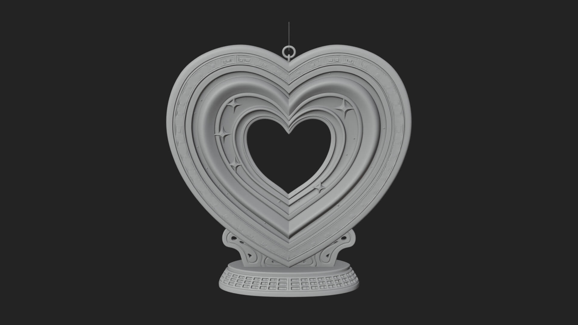 Ornate Framed Heart Plaque Design 182 3D Print Model 3D Model