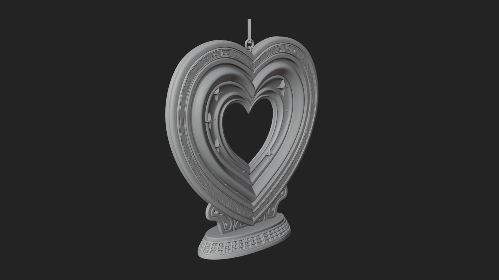 Ornate Framed Heart Plaque Design 182 3D Print Model 3D Model