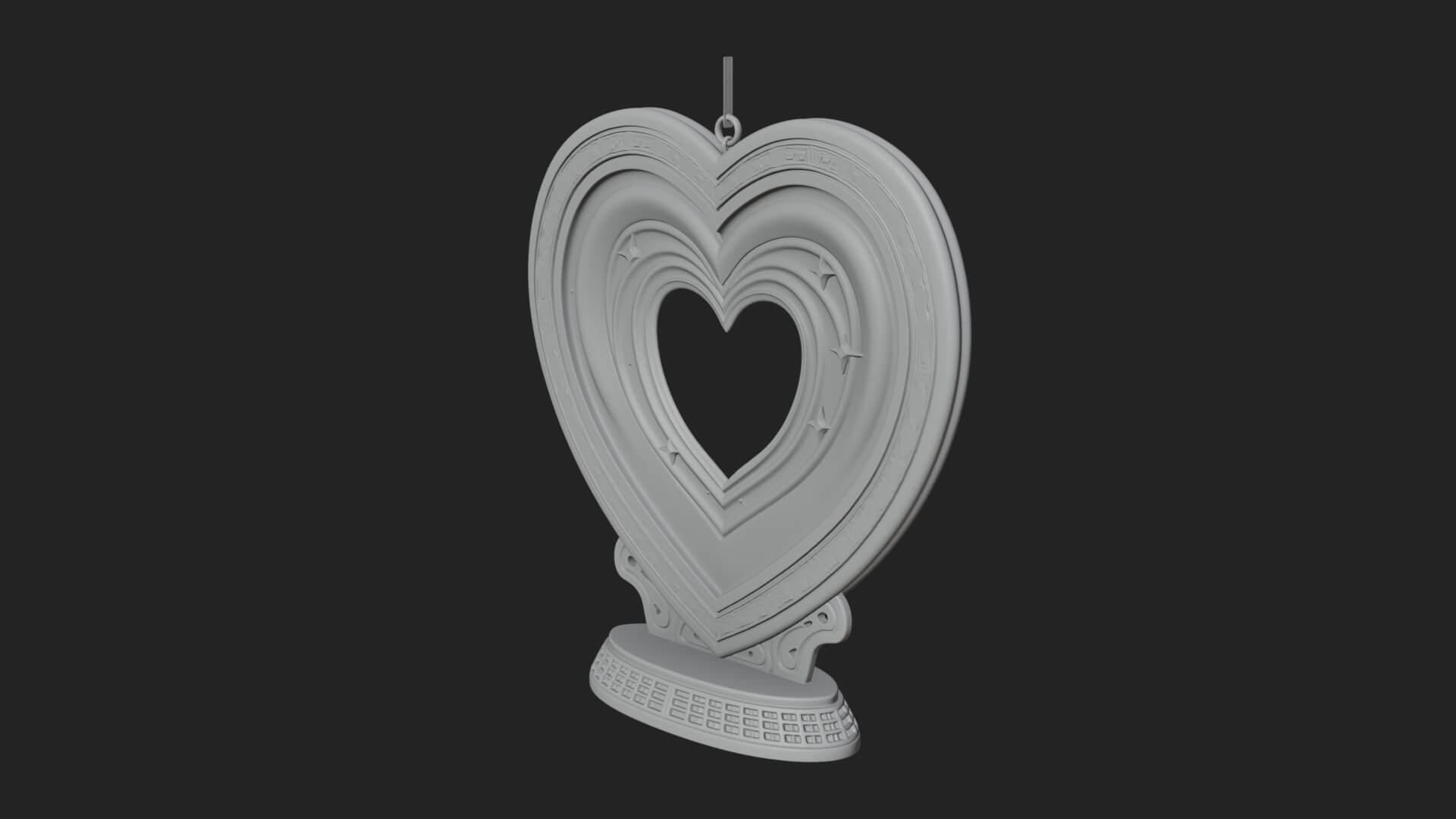 Ornate Framed Heart Plaque Design 182 3D Print Model 3D Model