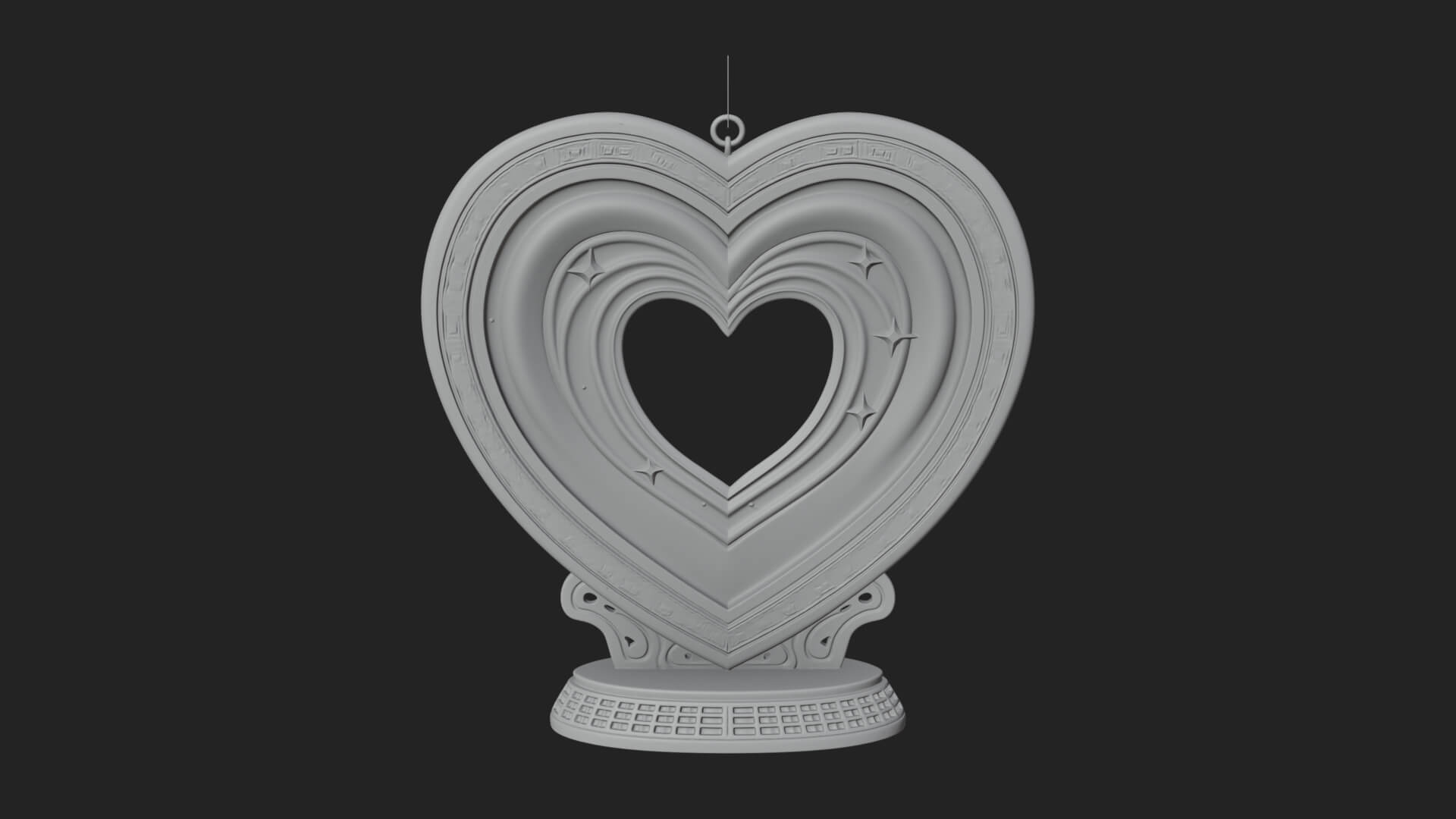Ornate Framed Heart Plaque Design 182 3D Print Model 3D Model