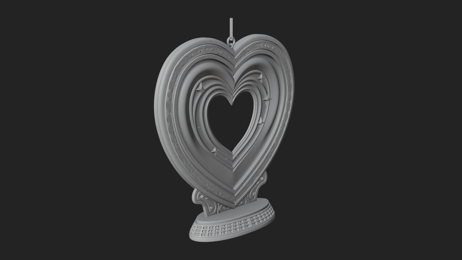 Ornate Framed Heart Plaque Design 182 3D Print Model 3D Model