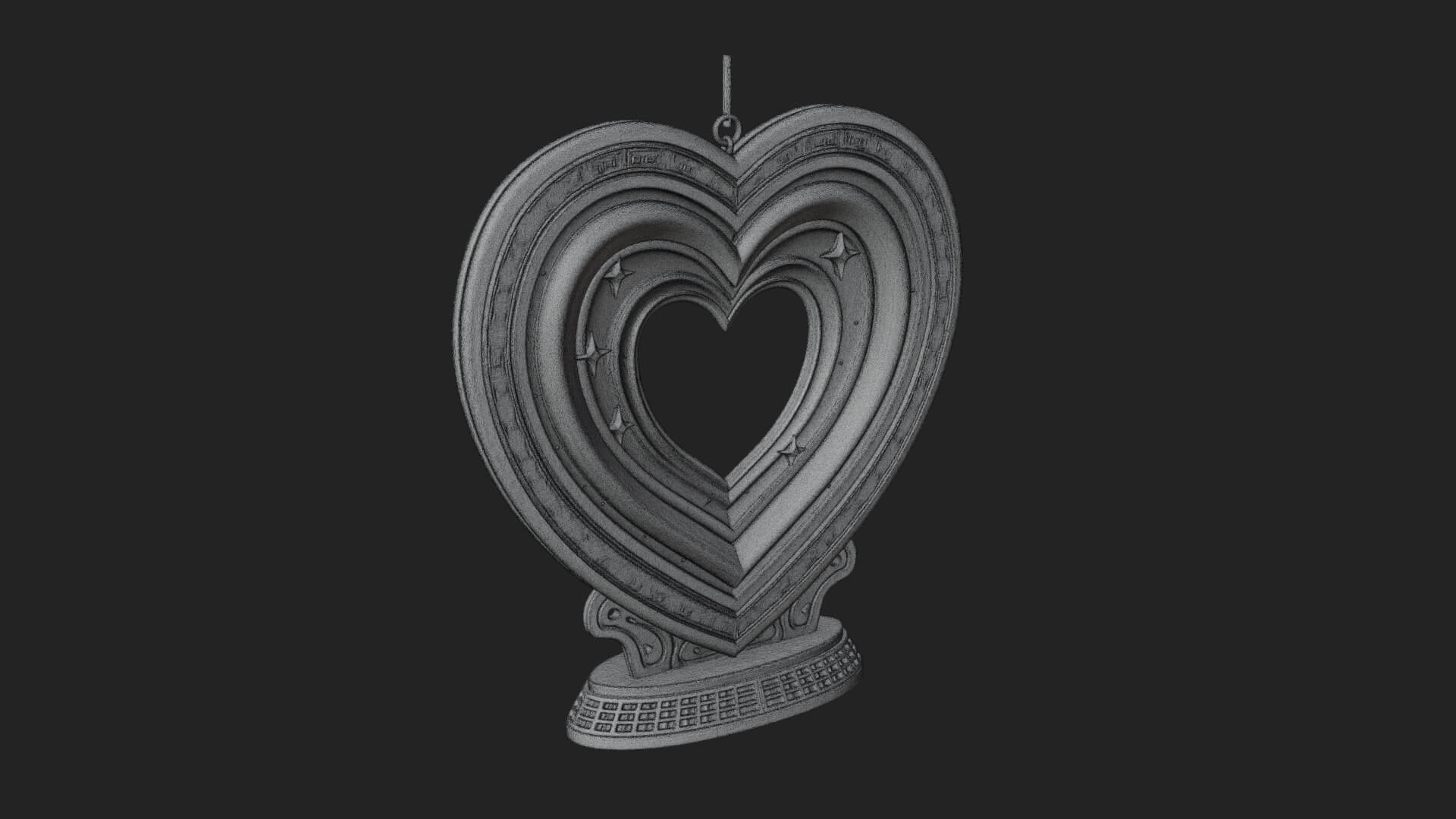 Ornate Framed Heart Plaque Design 182 3D Print Model 3D Model