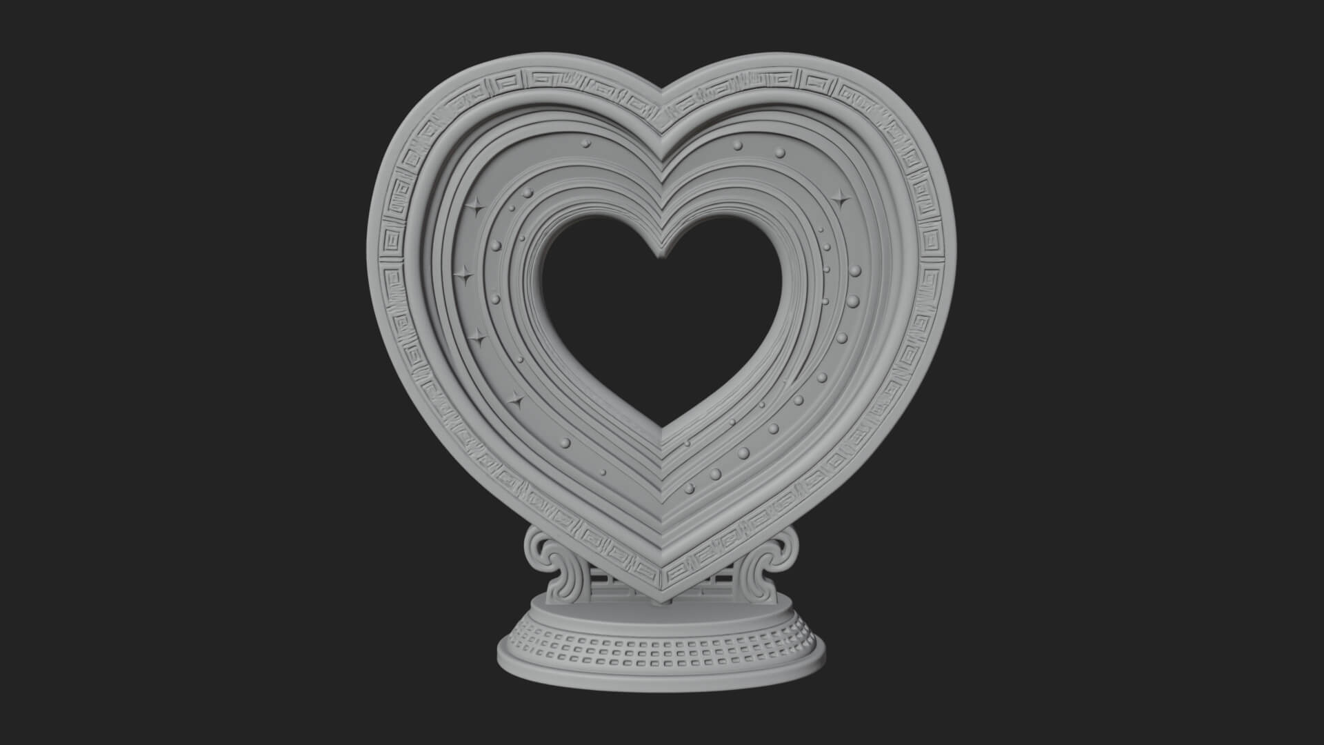 Ornate Framed Heart Plaque Design 183 3D Print Model 3D Model