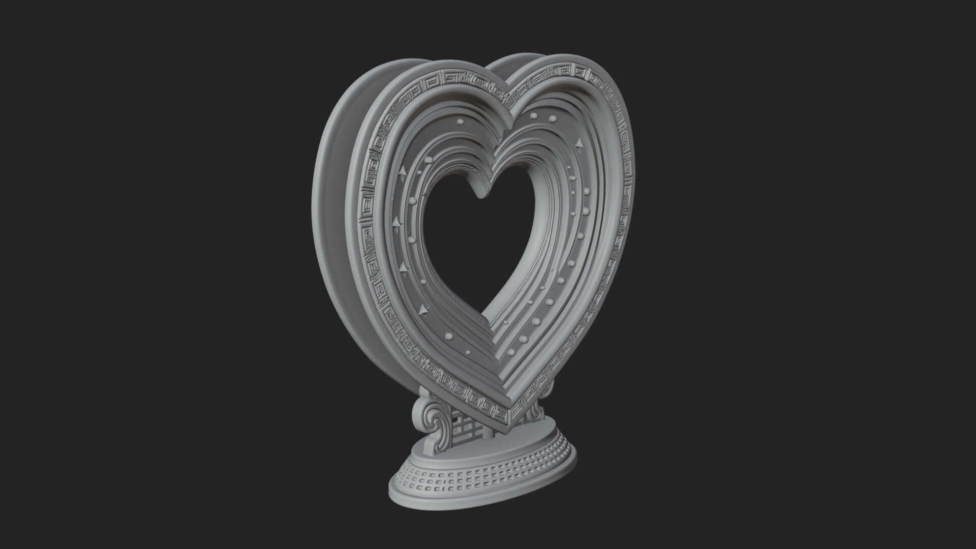 Ornate Framed Heart Plaque Design 183 3D Print Model 3D Model