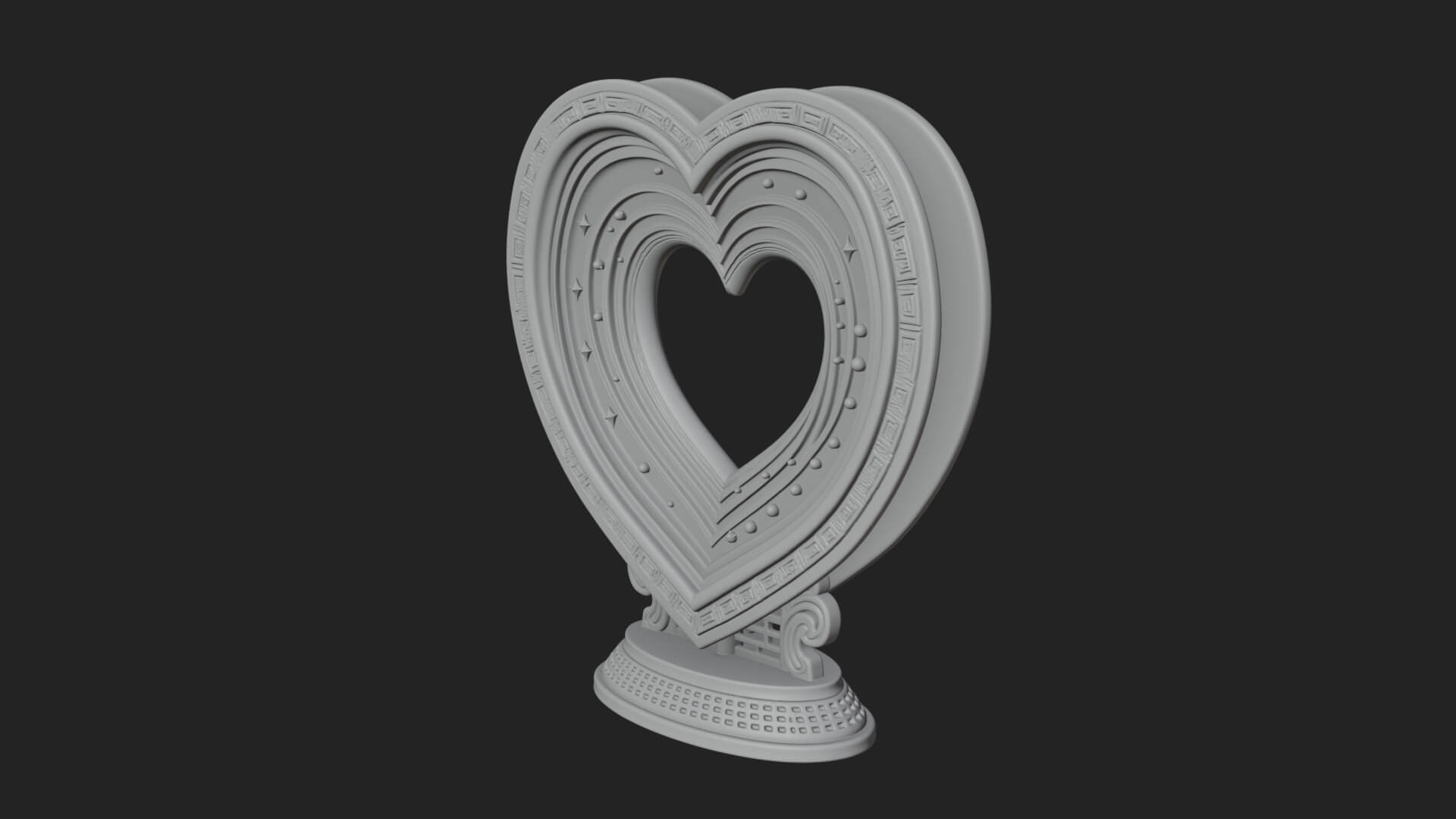 Ornate Framed Heart Plaque Design 183 3D Print Model 3D Model