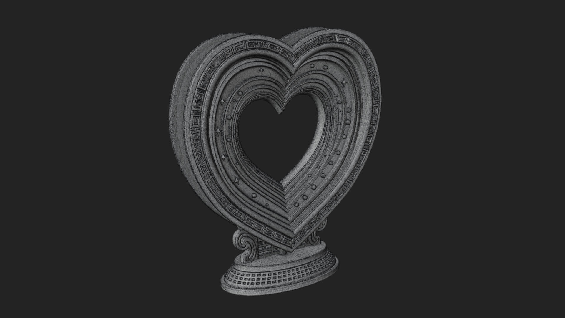 Ornate Framed Heart Plaque Design 183 3D Print Model 3D Model
