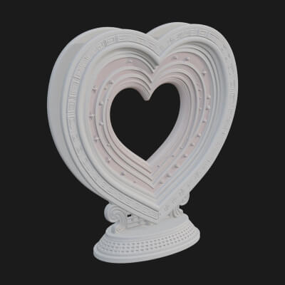 Ornate Framed Heart Plaque Design 183 3D Print Model