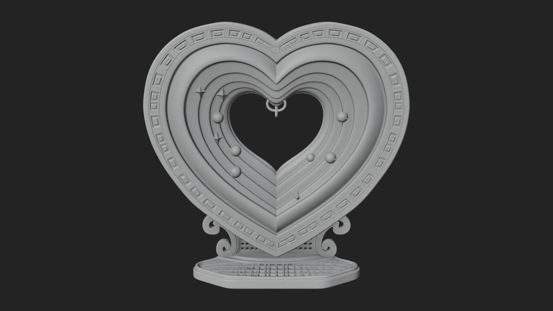 Ornate Framed Heart Plaque Design 184 3D Print Model 3D Model
