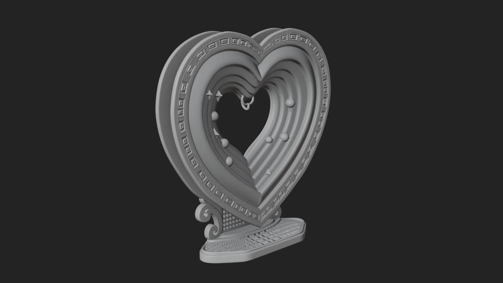 Ornate Framed Heart Plaque Design 184 3D Print Model 3D Model