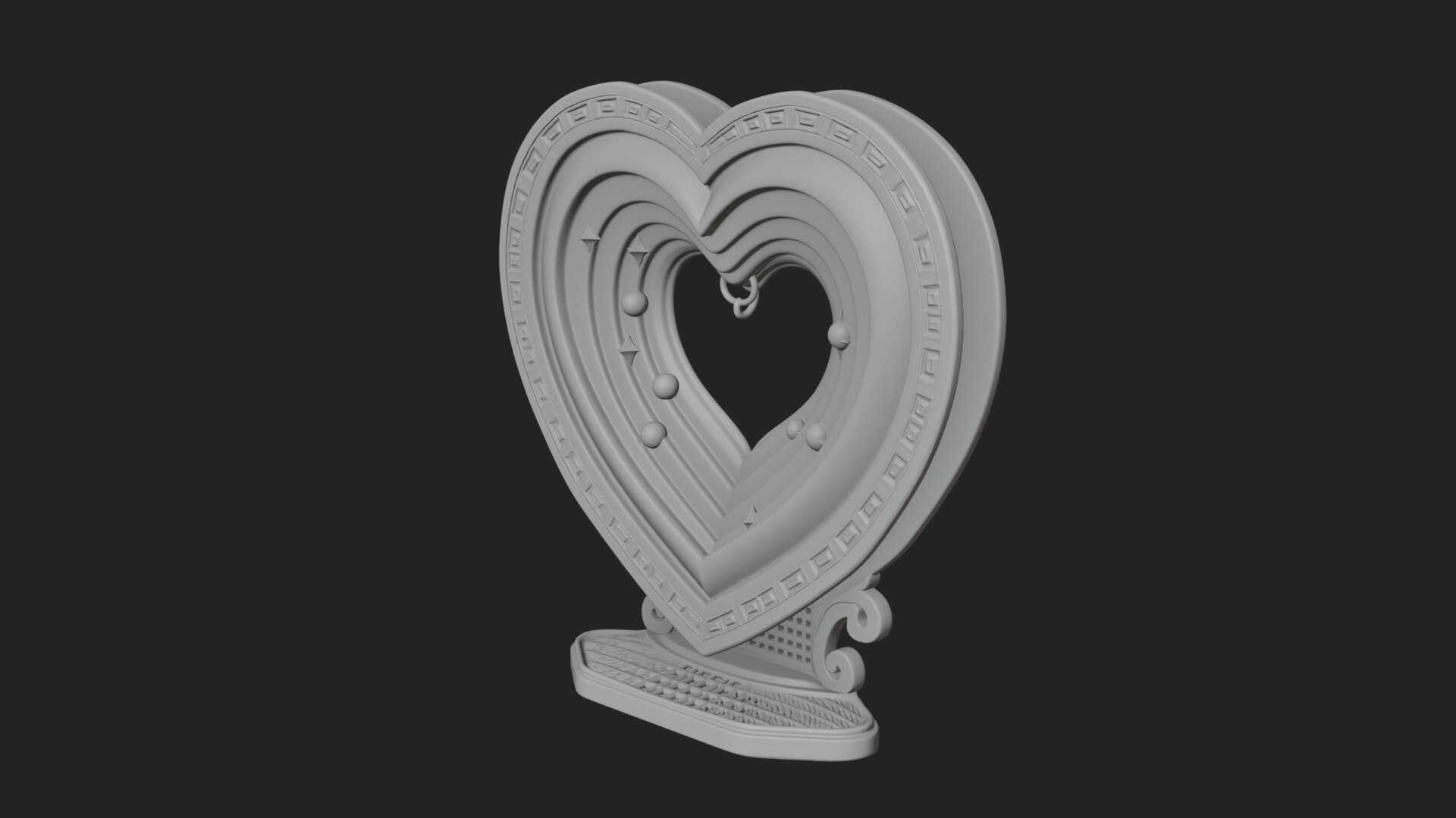 Ornate Framed Heart Plaque Design 184 3D Print Model 3D Model
