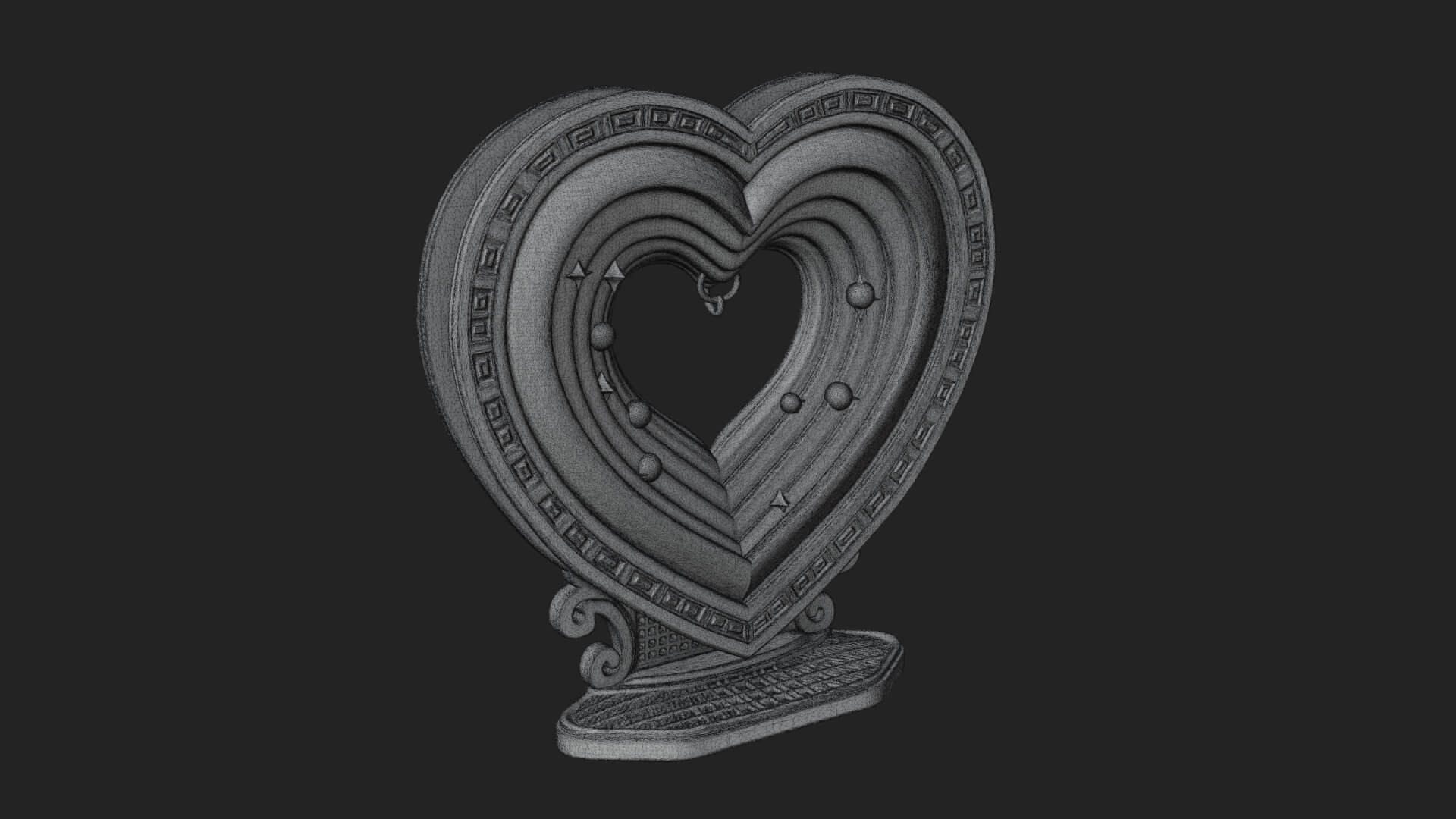 Ornate Framed Heart Plaque Design 184 3D Print Model 3D Model