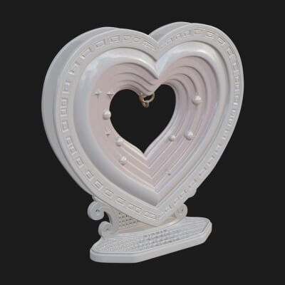 Ornate Framed Heart Plaque Design 184 3D Print Model