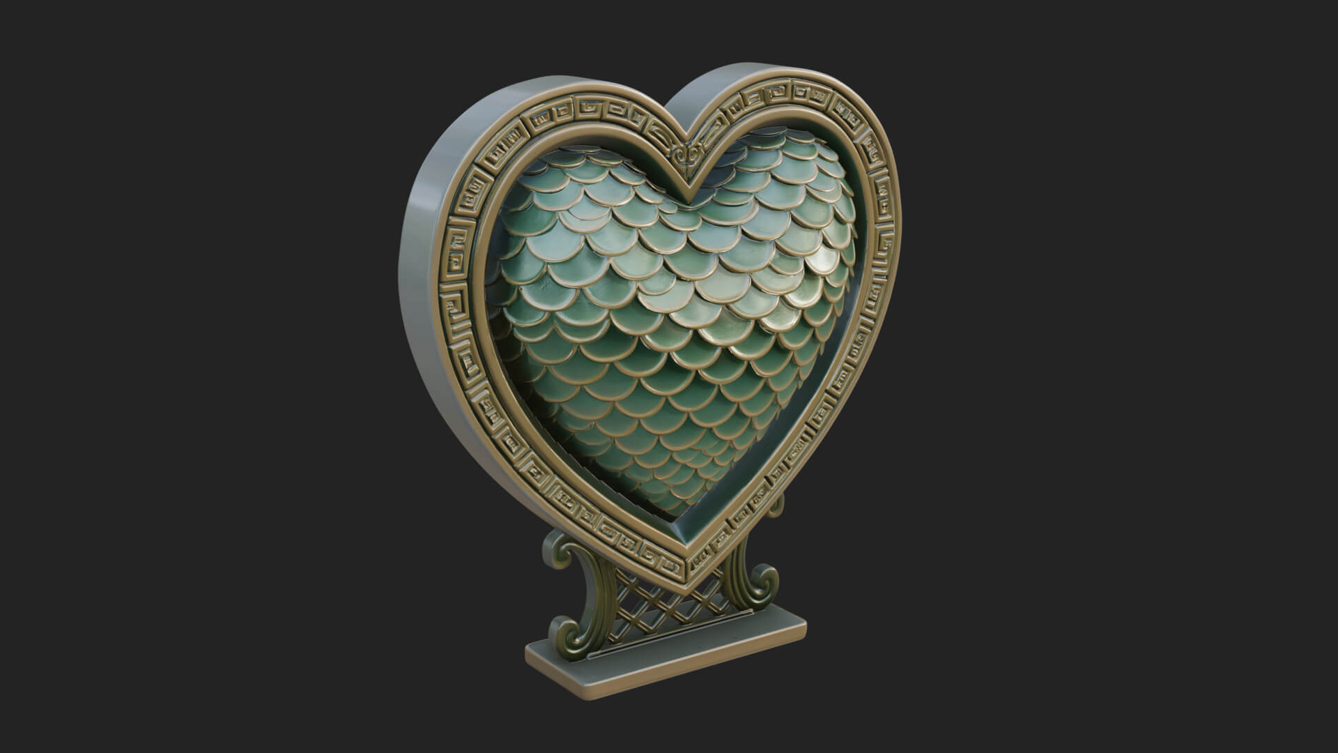 Ornate Framed Heart Plaque Design 185 3D Print Model 3D Model