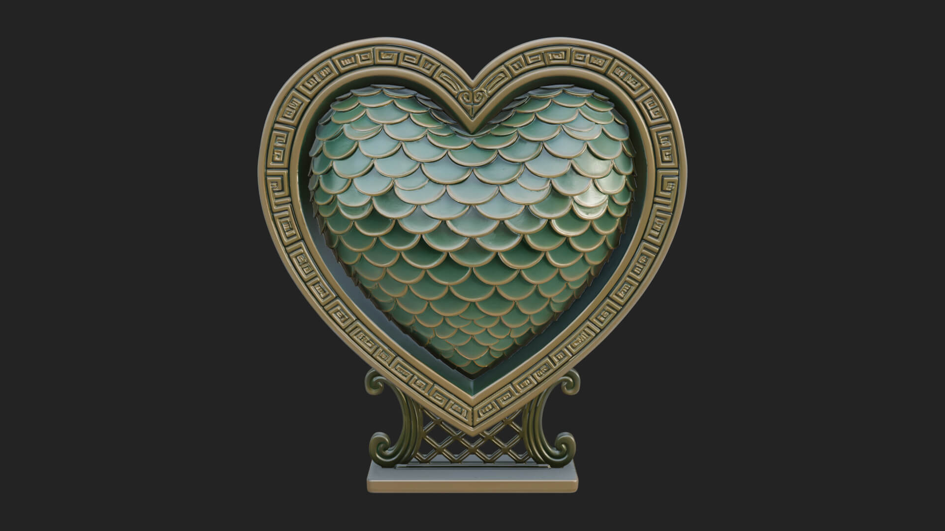 Ornate Framed Heart Plaque Design 185 3D Print Model 3D Model