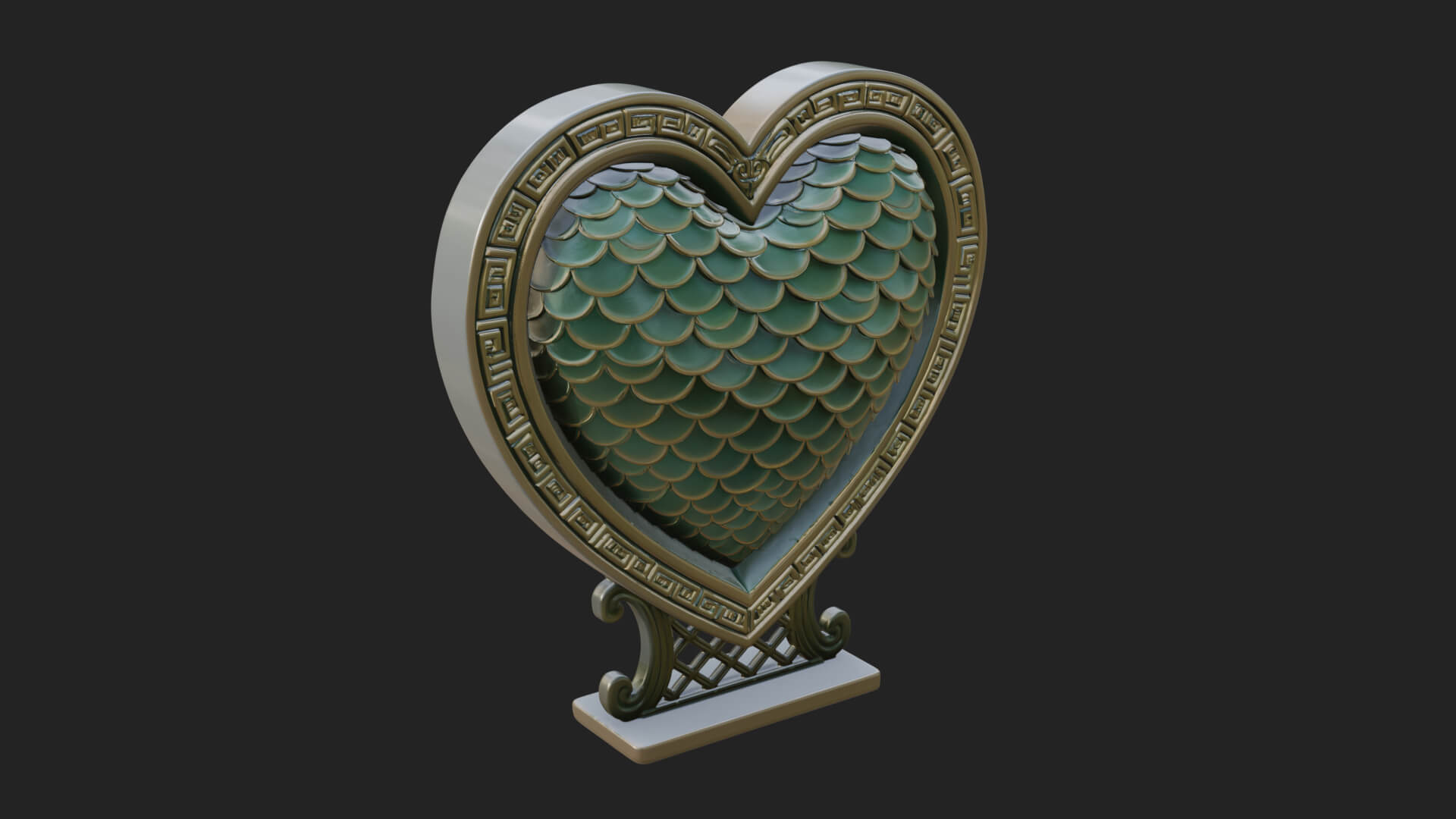 Ornate Framed Heart Plaque Design 185 3D Print Model 3D Model