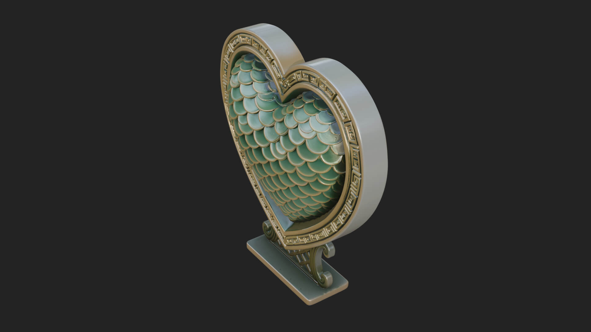 Ornate Framed Heart Plaque Design 185 3D Print Model 3D Model