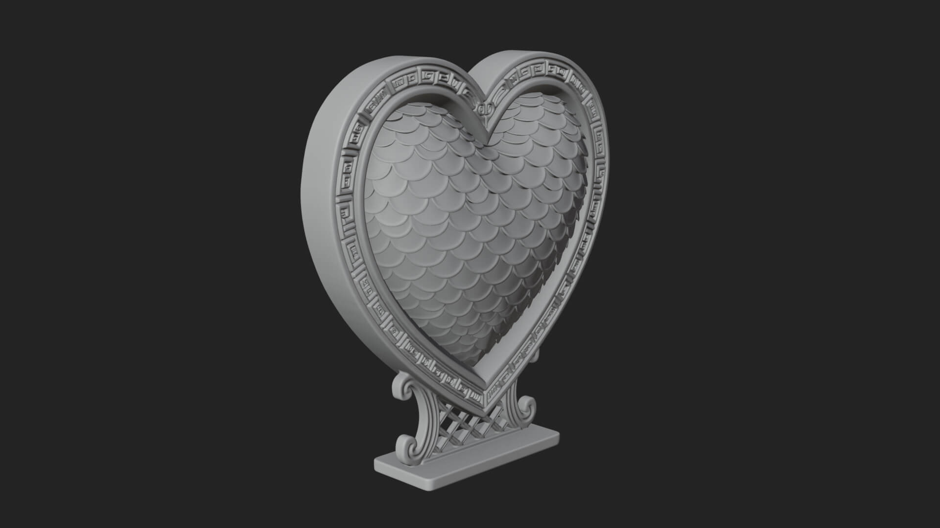 Ornate Framed Heart Plaque Design 185 3D Print Model 3D Model