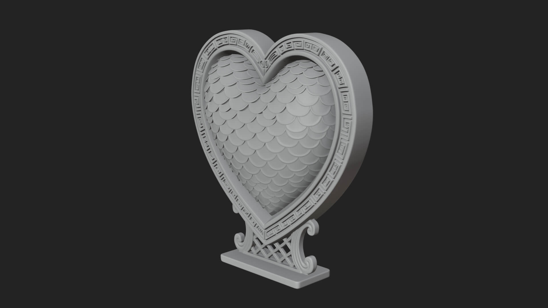 Ornate Framed Heart Plaque Design 185 3D Print Model 3D Model