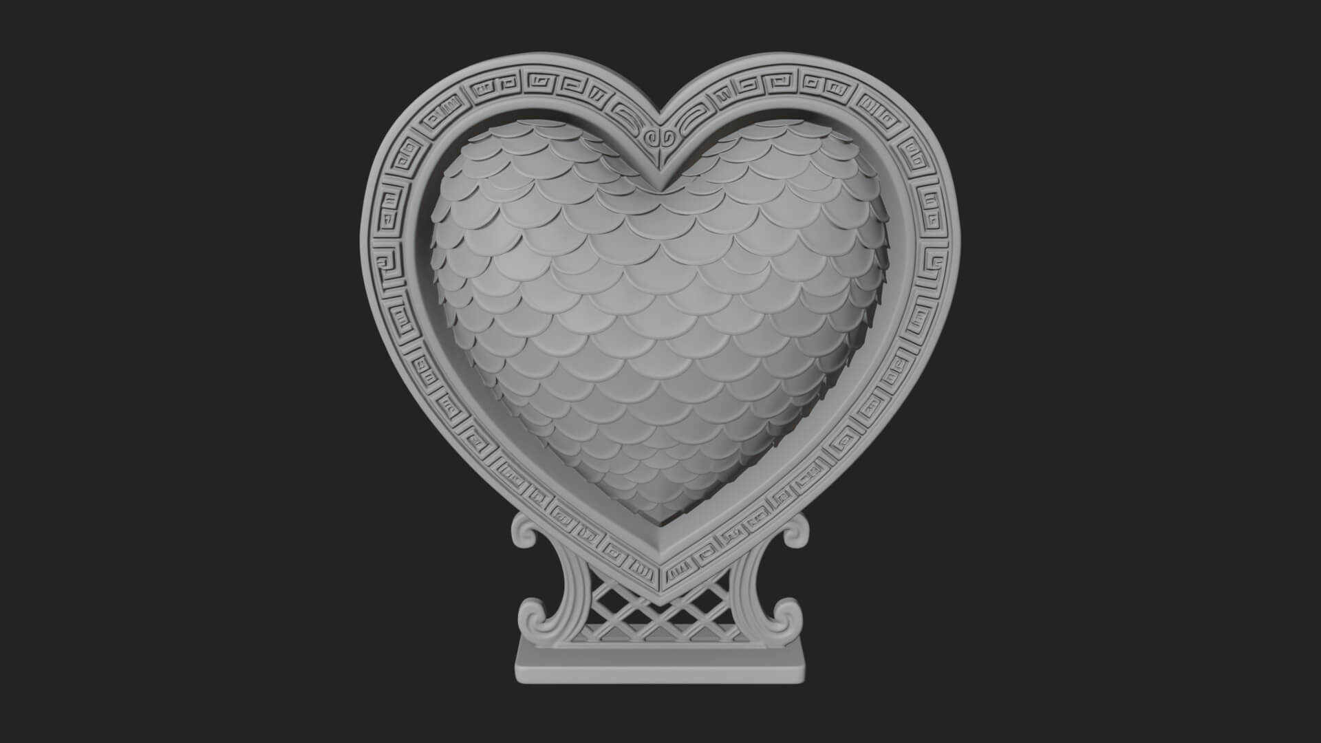 Ornate Framed Heart Plaque Design 185 3D Print Model 3D Model