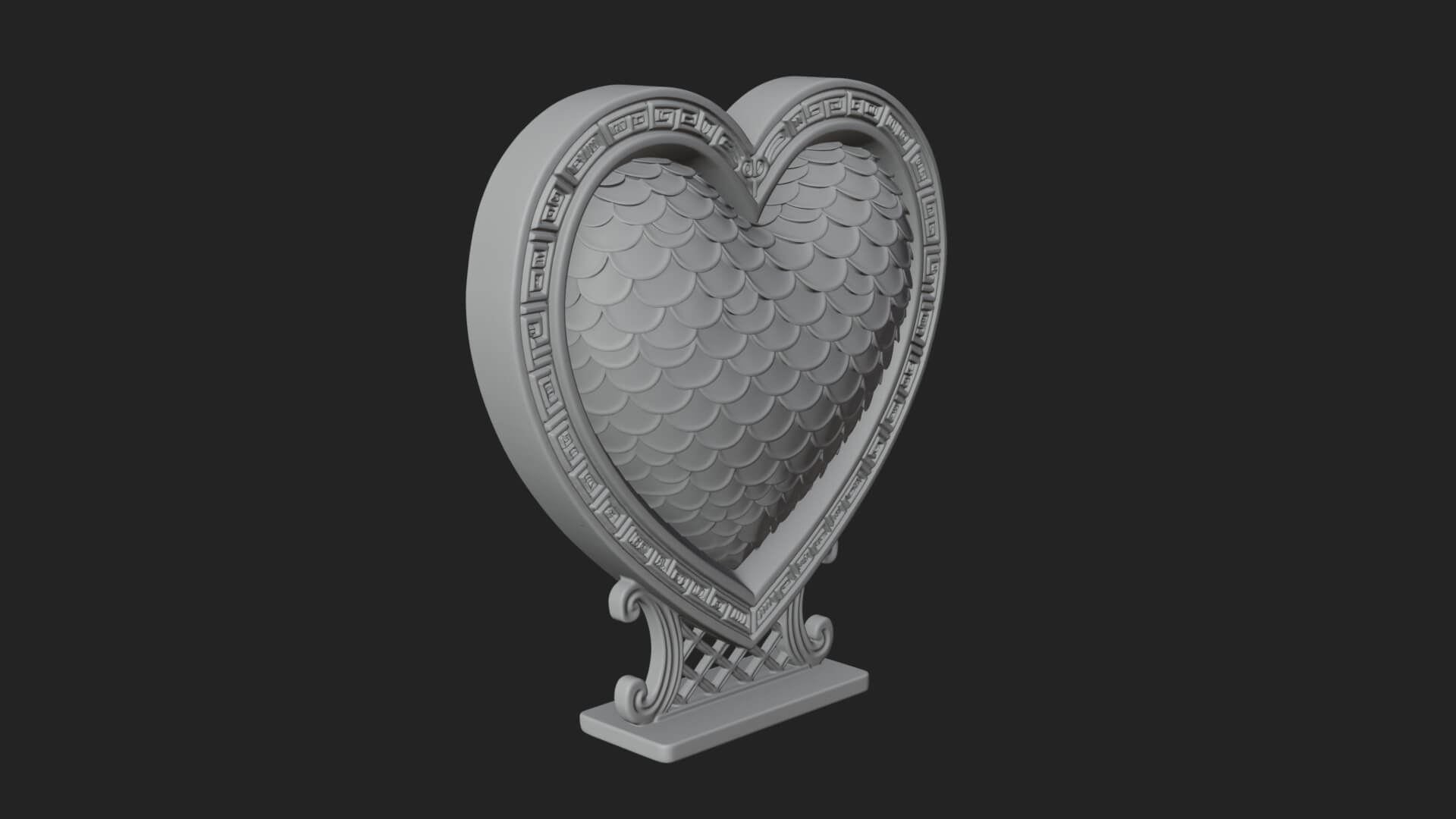 Ornate Framed Heart Plaque Design 185 3D Print Model 3D Model