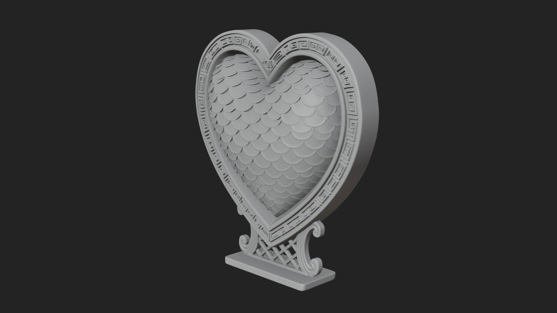 Ornate Framed Heart Plaque Design 185 3D Print Model 3D Model
