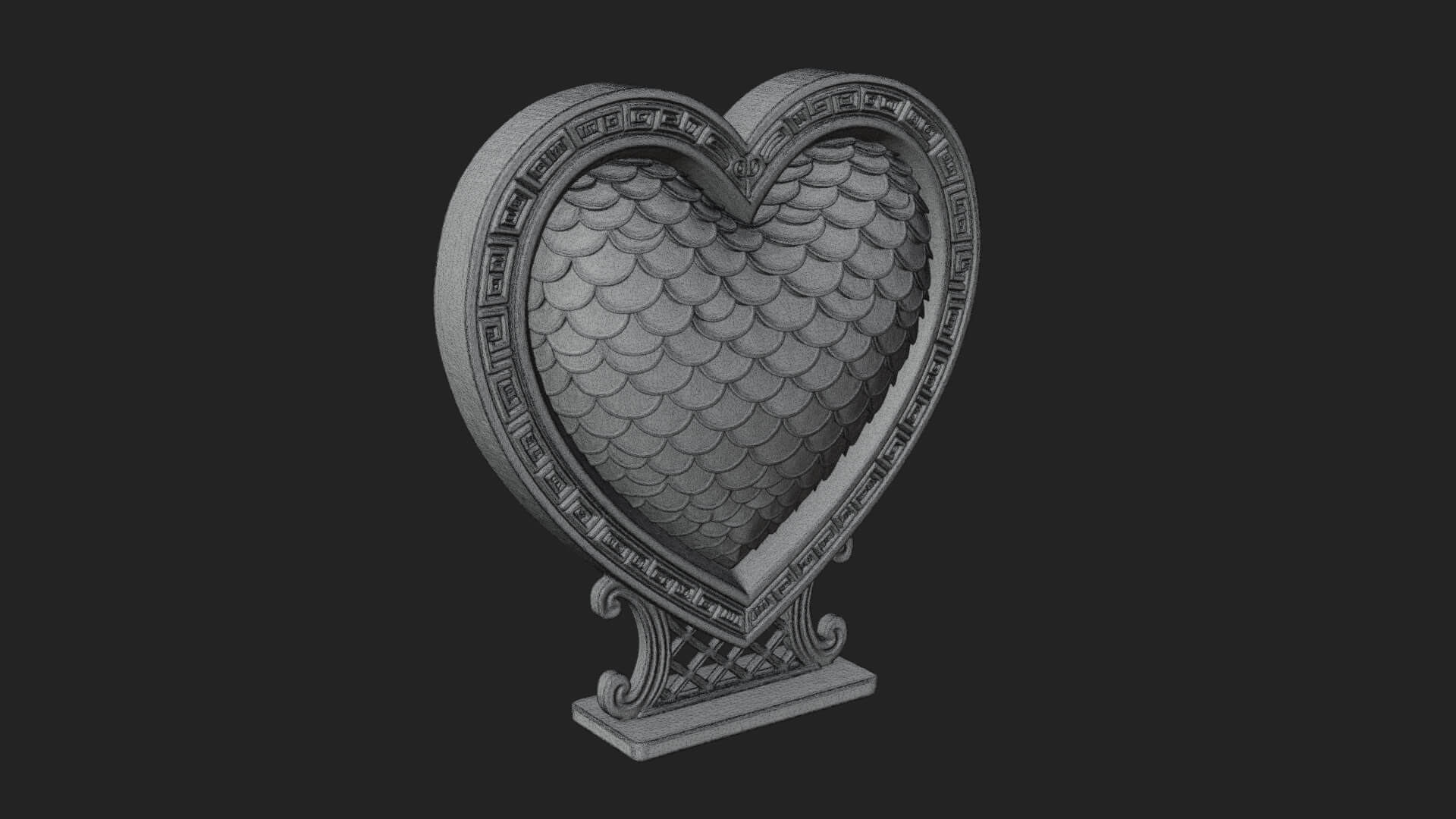 Ornate Framed Heart Plaque Design 185 3D Print Model 3D Model