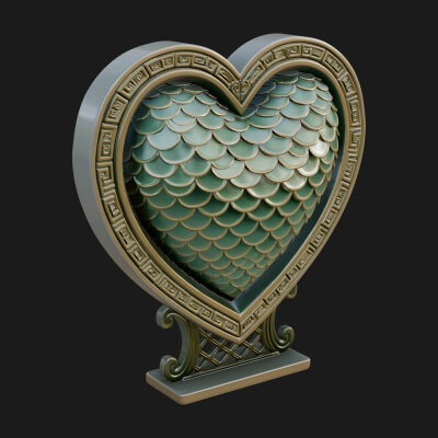Ornate Framed Heart Plaque Design 185 3D Print Model