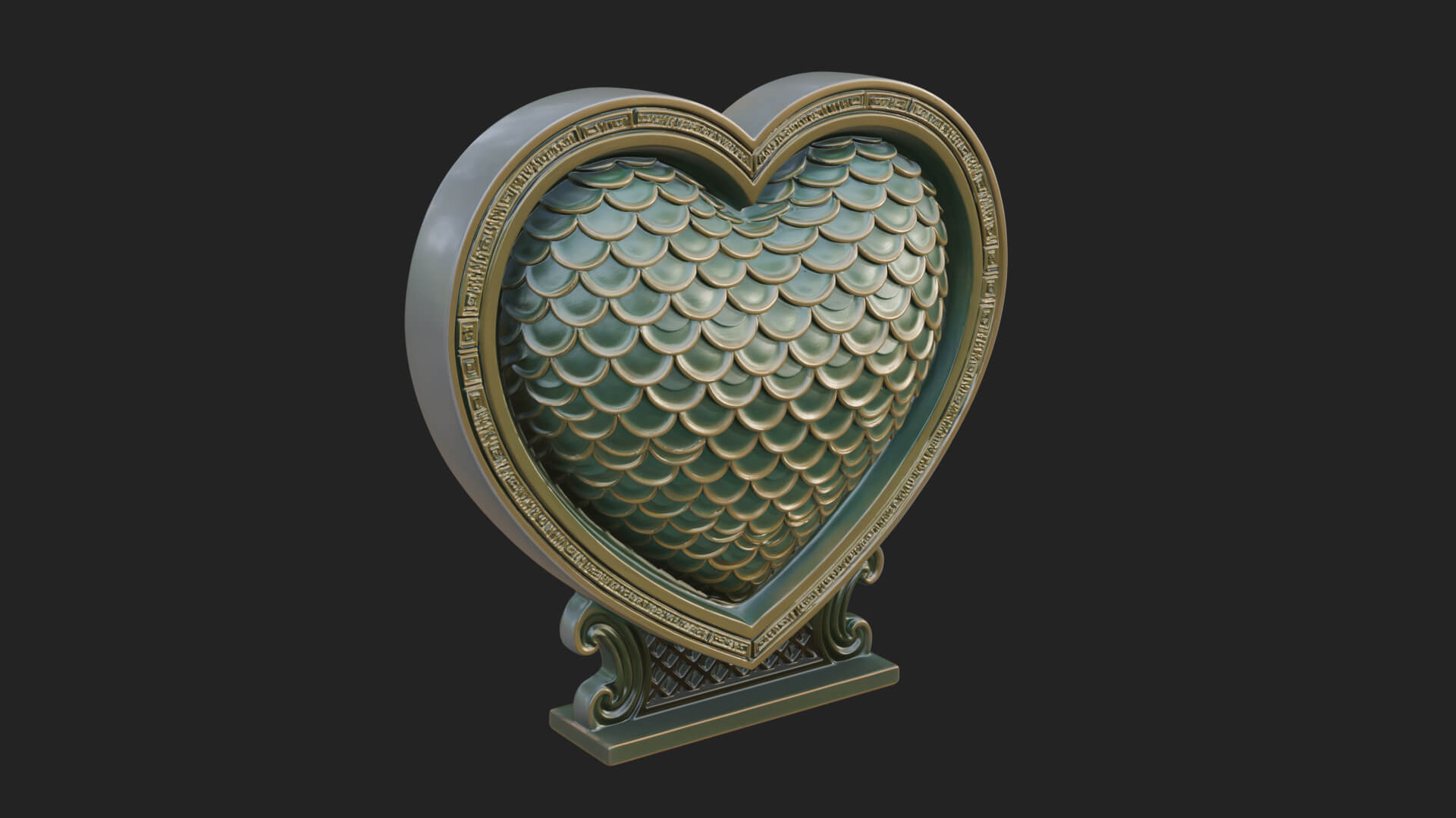 Ornate Framed Heart Plaque Design 186 3D Print Model 3D Model