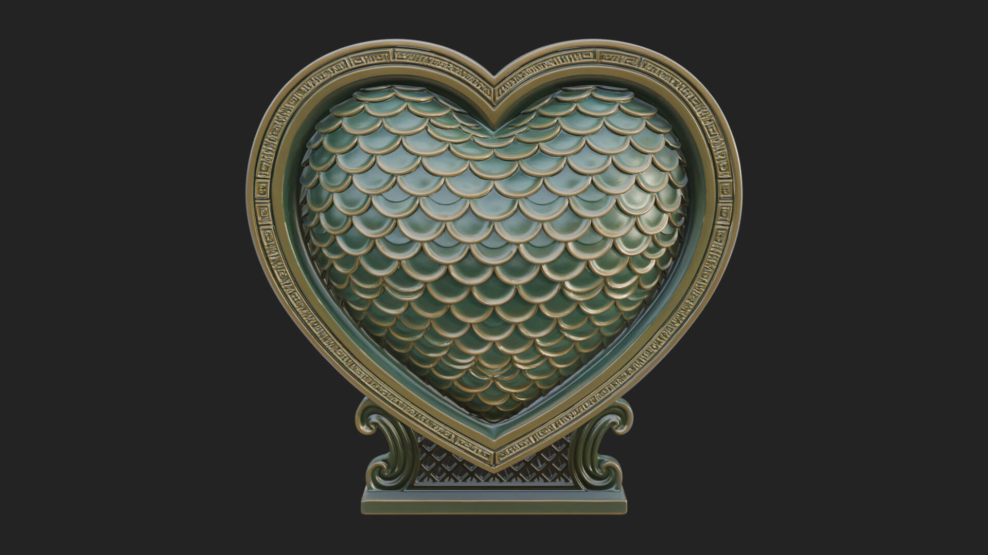 Ornate Framed Heart Plaque Design 186 3D Print Model 3D Model