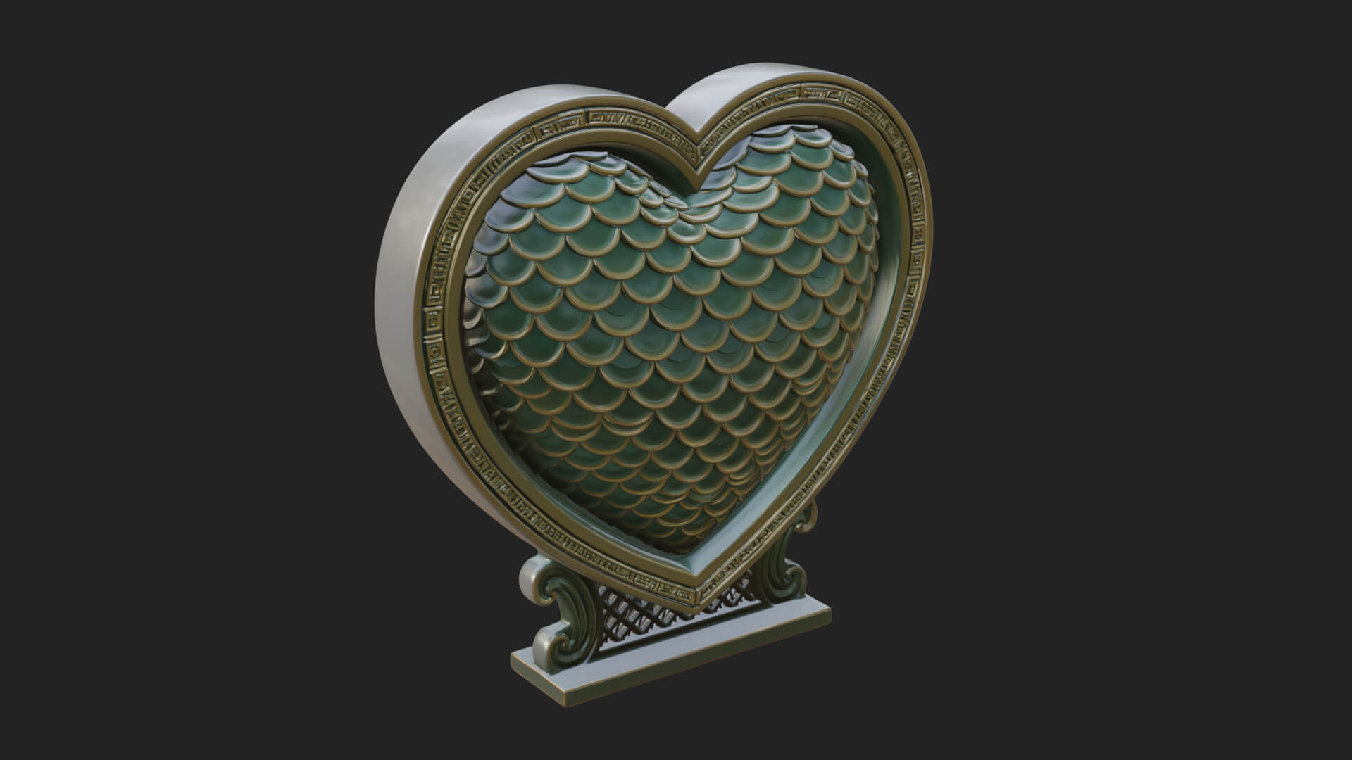 Ornate Framed Heart Plaque Design 186 3D Print Model 3D Model