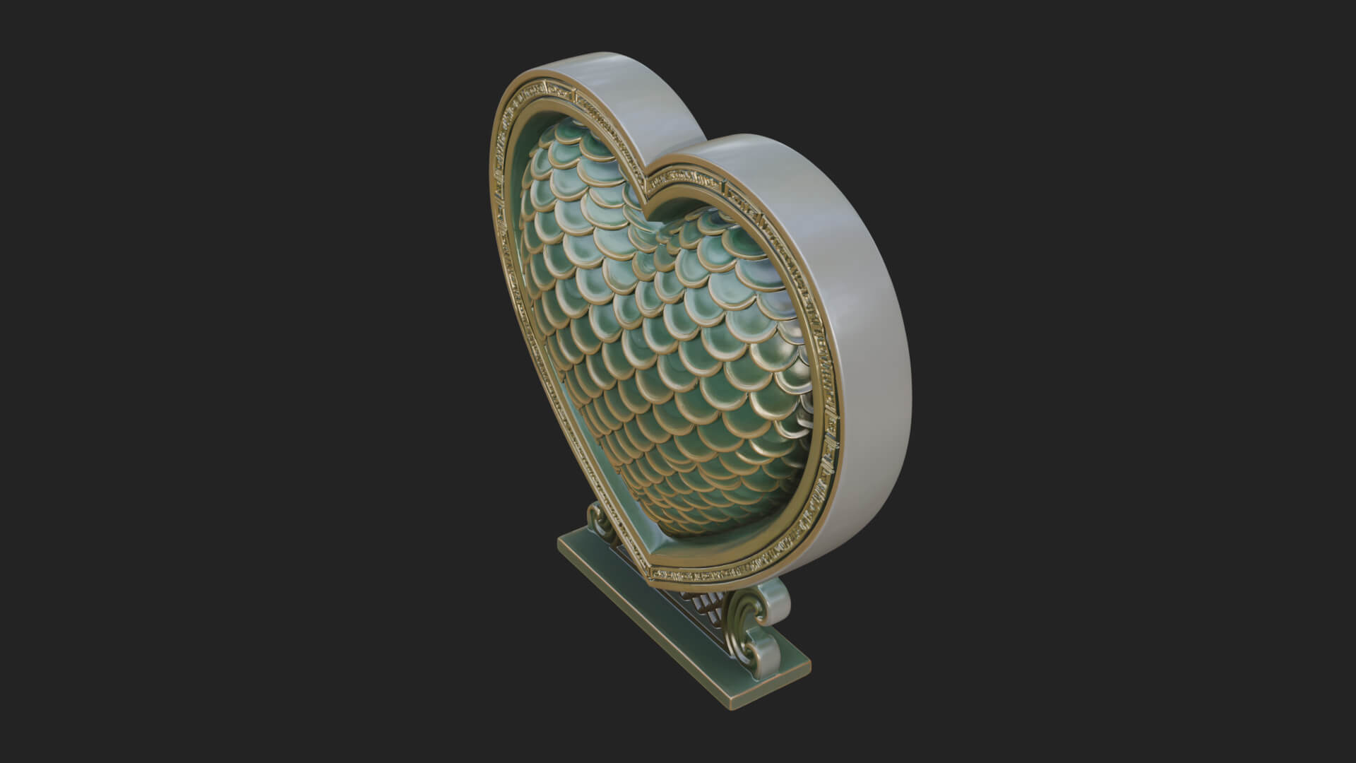 Ornate Framed Heart Plaque Design 186 3D Print Model 3D Model
