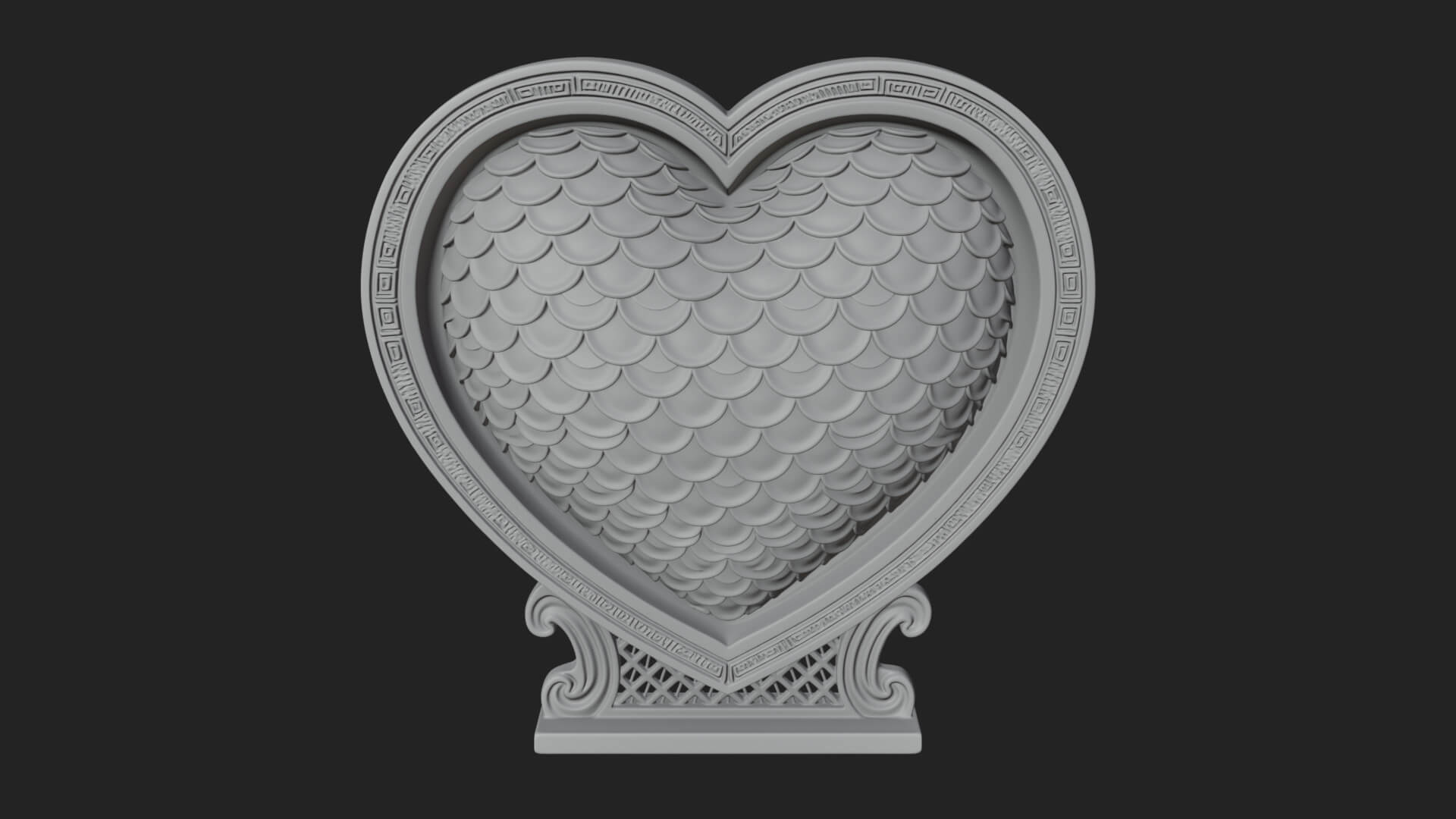 Ornate Framed Heart Plaque Design 186 3D Print Model 3D Model