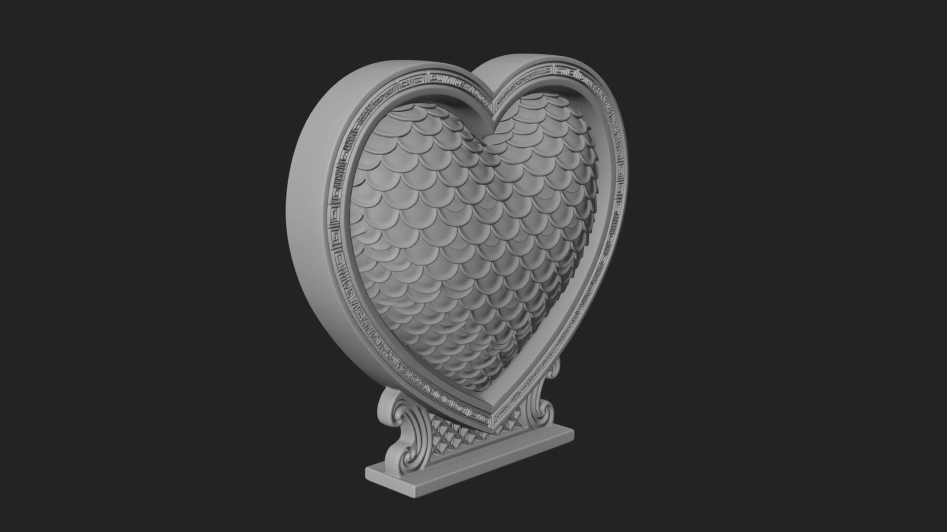 Ornate Framed Heart Plaque Design 186 3D Print Model 3D Model