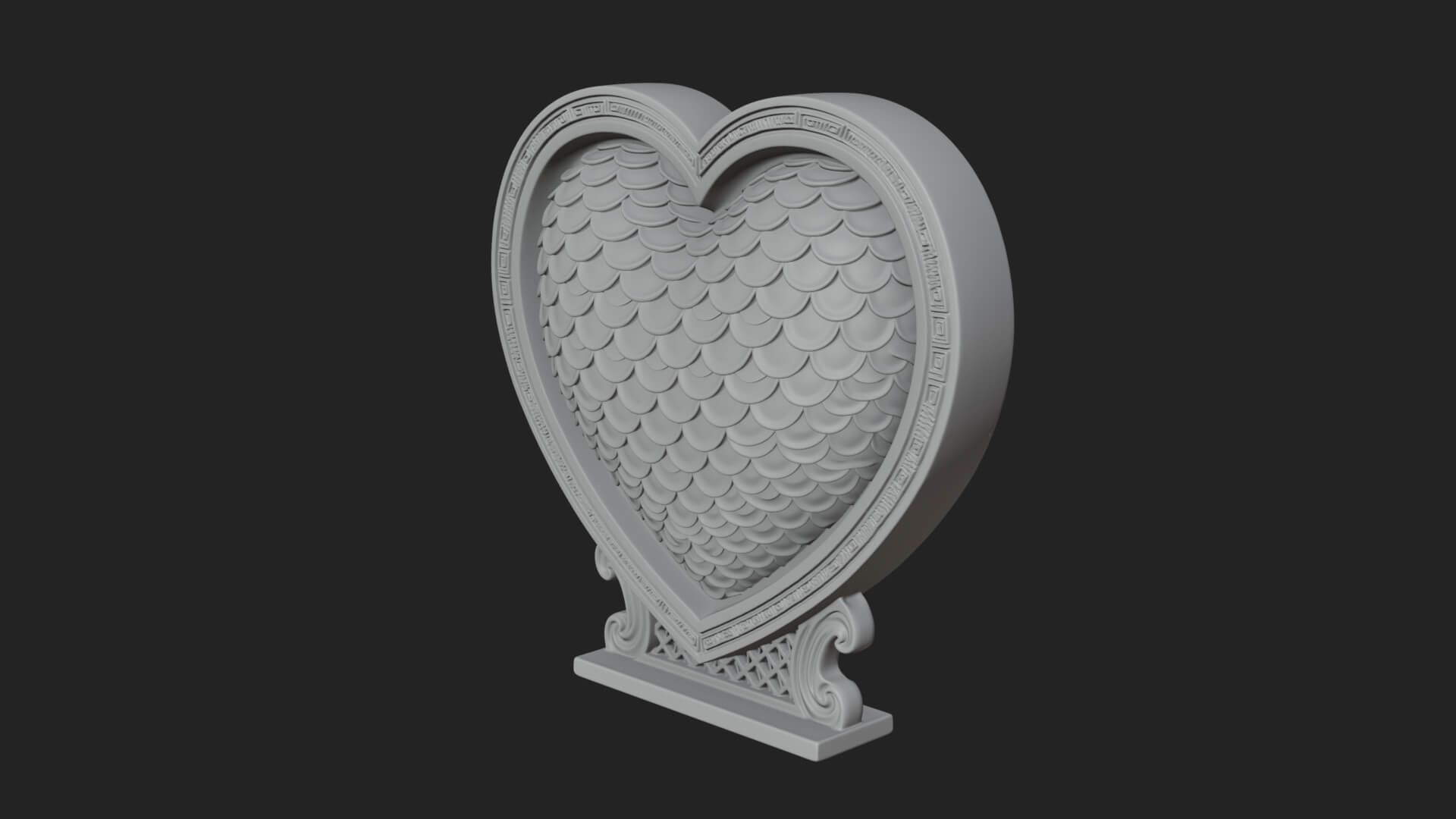 Ornate Framed Heart Plaque Design 186 3D Print Model 3D Model