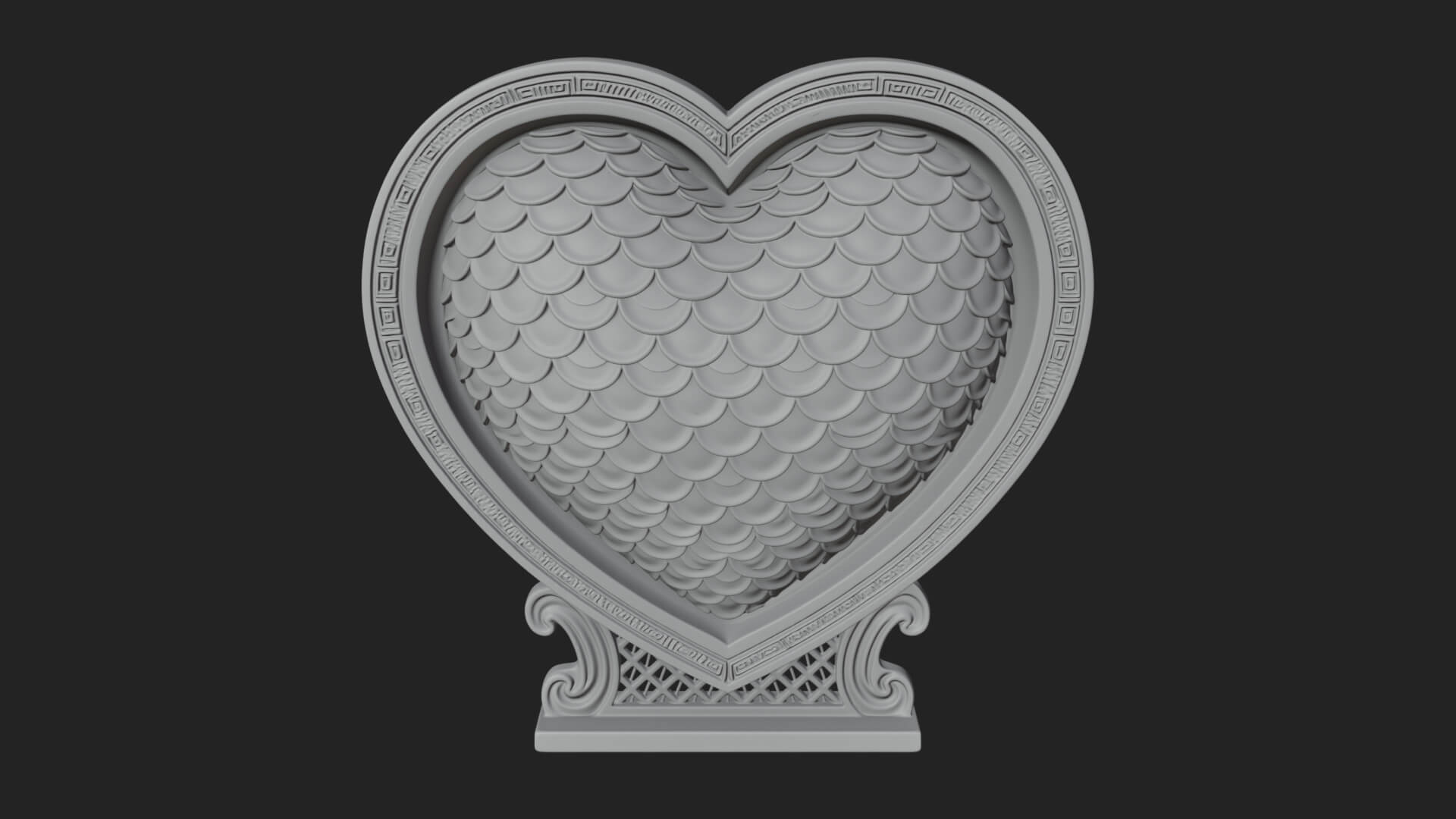 Ornate Framed Heart Plaque Design 186 3D Print Model 3D Model