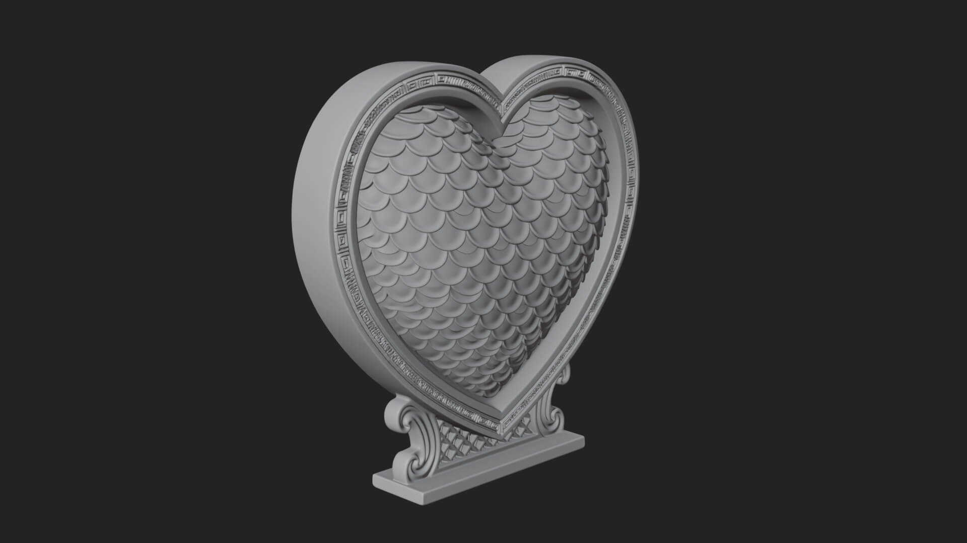 Ornate Framed Heart Plaque Design 186 3D Print Model 3D Model