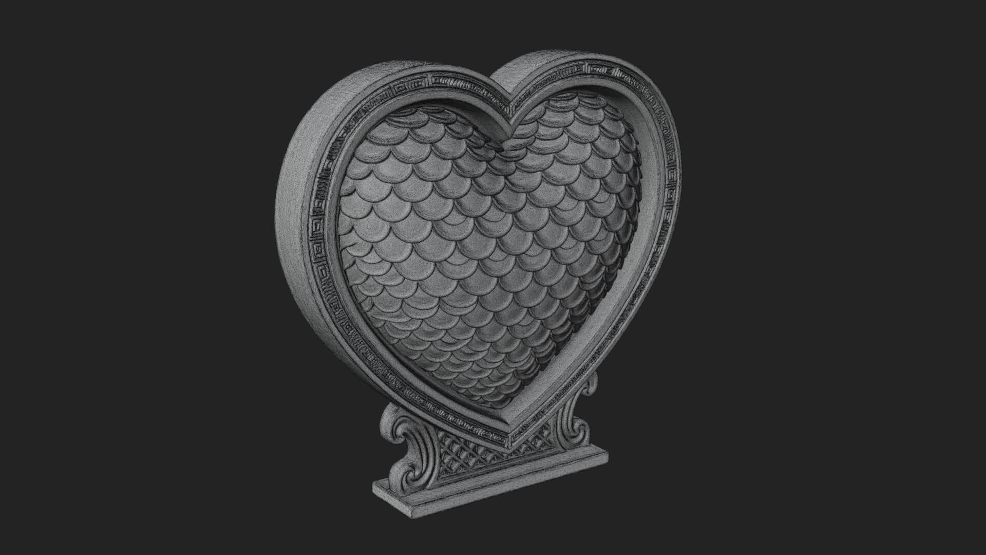 Ornate Framed Heart Plaque Design 186 3D Print Model 3D Model