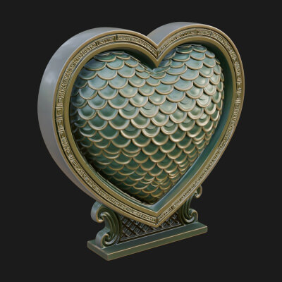Ornate Framed Heart Plaque Design 186 3D Print Model