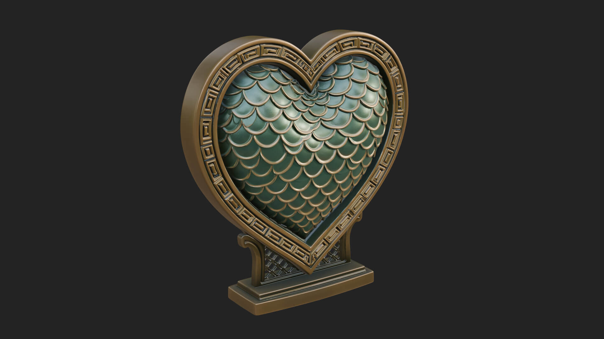 Ornate Framed Heart Plaque Design 187 3D Print Model 3D Model