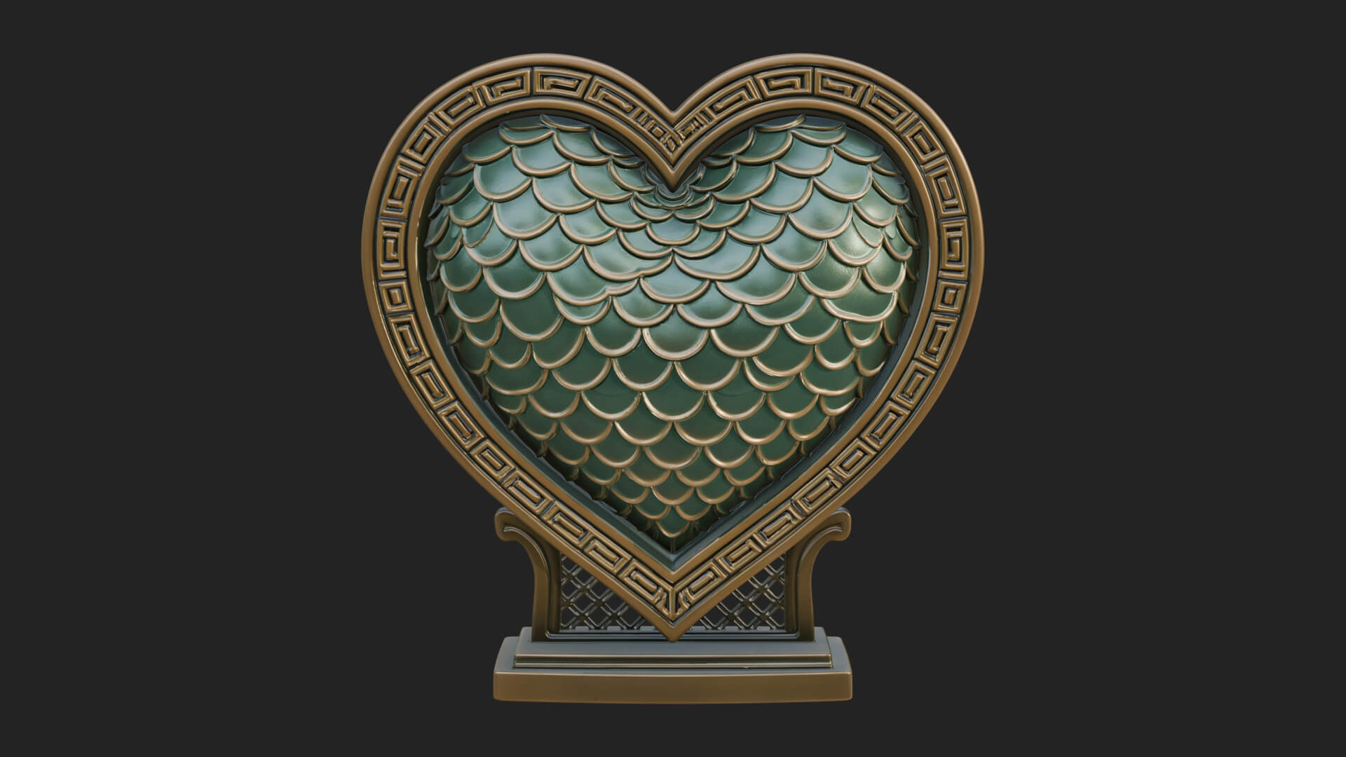 Ornate Framed Heart Plaque Design 187 3D Print Model 3D Model