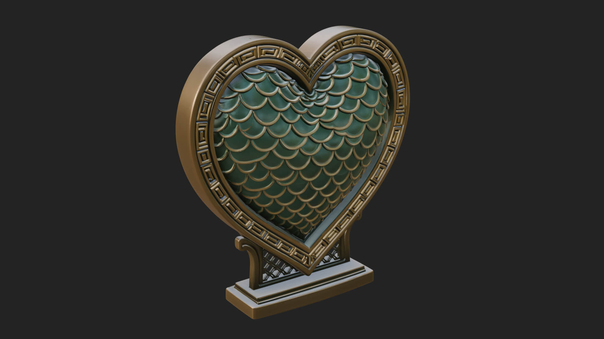 Ornate Framed Heart Plaque Design 187 3D Print Model 3D Model