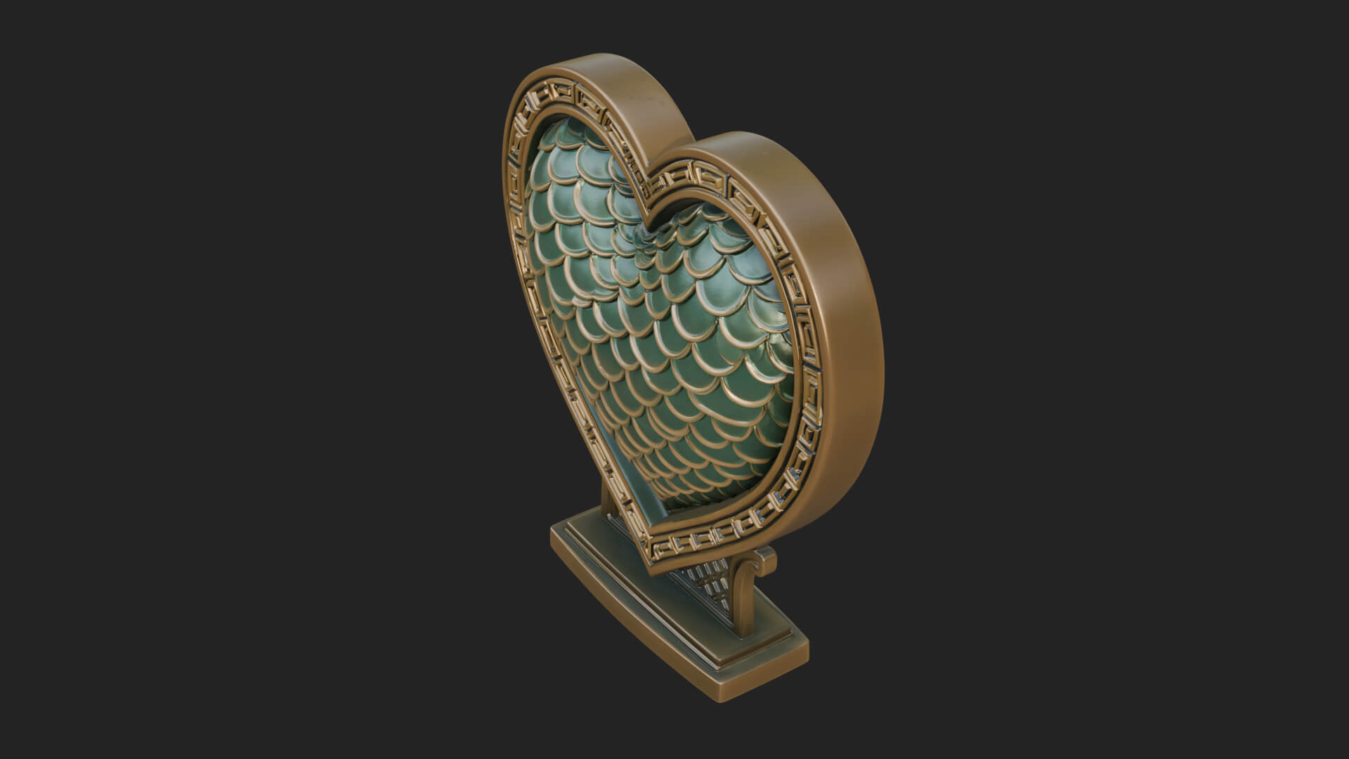 Ornate Framed Heart Plaque Design 187 3D Print Model 3D Model