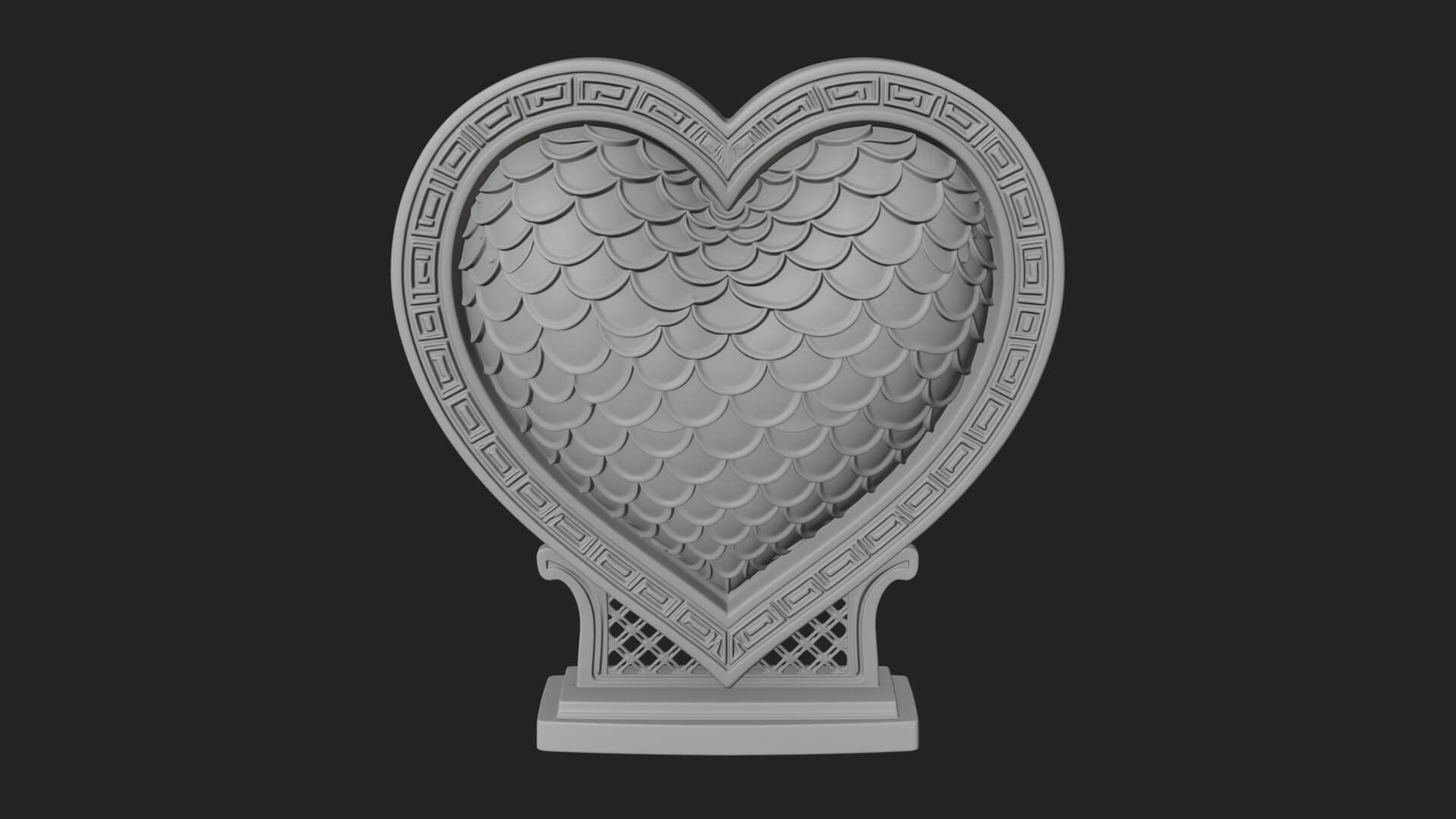 Ornate Framed Heart Plaque Design 187 3D Print Model 3D Model